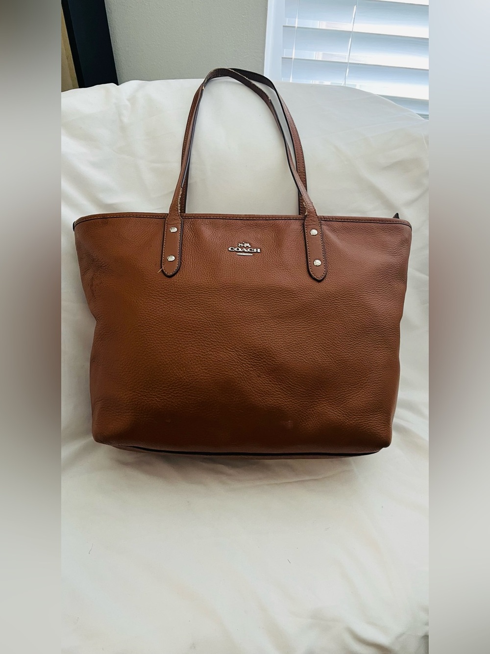 Coach Cognac Pebbled Leather Tote